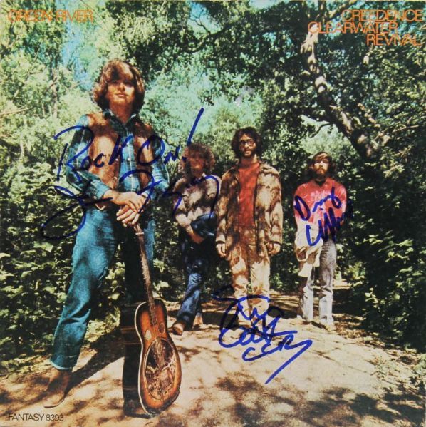 Creedence Clearwater Revival (CCR) RARE Group Signed "Green River" Album w/ Fogerty! (JSA)