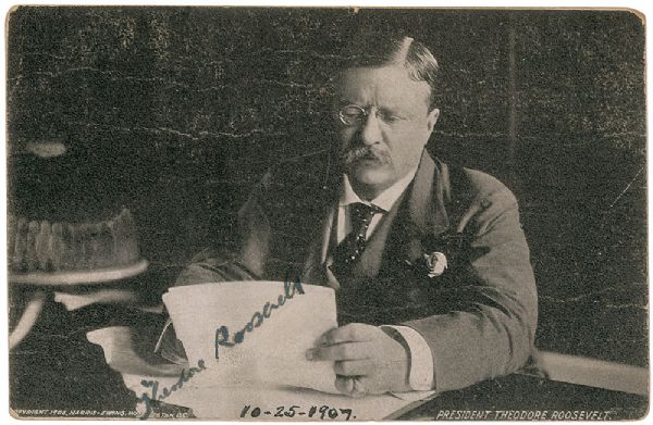 President Theodore Roosevelt Rare Signed 3" x 5" 1907 Photo (PSA/DNA)