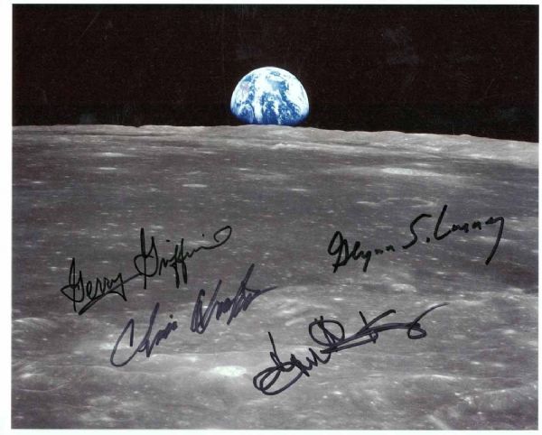 Apollo 13 Mission Control Signed 8" x 10" Moon Photo (PSA/DNA)