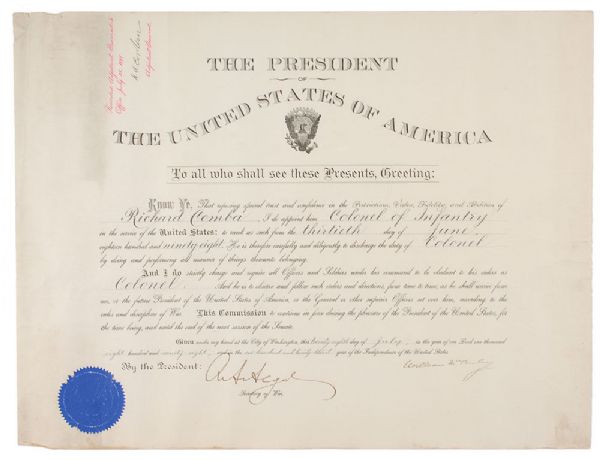 President William McKinley Signed 1898 Colonel Military Appointment (PSA/DNA)