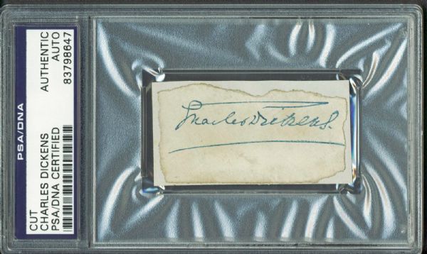 Charles Dickens Vintage Signed 1.5" x 2.5" Album Page (PSA/DNA Encapsulated)