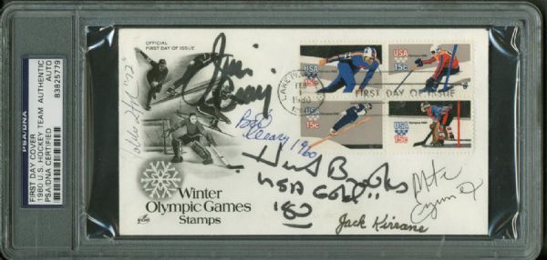 1980 Post Dated Winter Olympic Games FDC w/ Herb Brooks, Jim Craig & Others! (PSA/DNA)