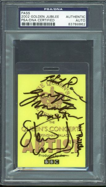 2002 Queens Golden Jubilee multi-signed bass w/ Clapton, May, Martin & Others (PSA/DNA Encapsulated)