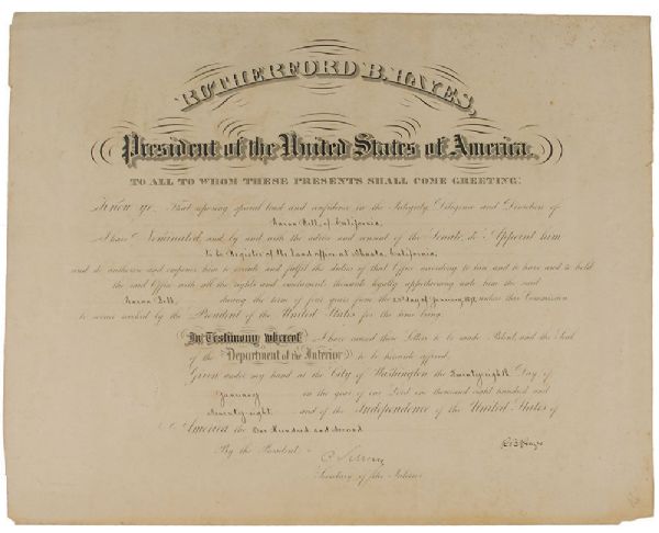Rutherford B. Hayes Impressive Signed Document as President! (PSA/DNA)