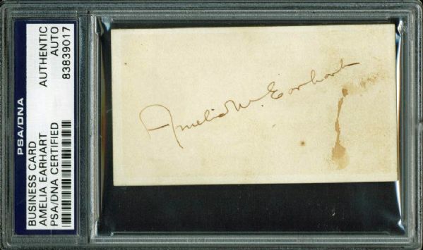Amelia Earhart Signed 2" x 3" Album Page (PSA/DNA Encapsulated)