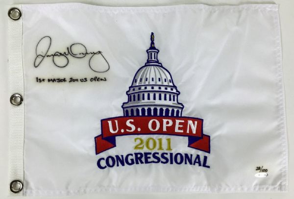 Rory Mcilroy Signed & Inscribed "1st Major 2011 US Open" Flag (Upper Deck)