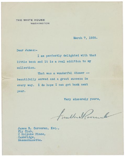 President Franklin D. Roosevelt Signed 1935 Typed Letter (PSA/DNA)