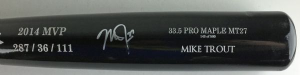 Mike Trout Signed Personal Model 33.5 Pro Maple MT27 Baseball Bat (MLB)