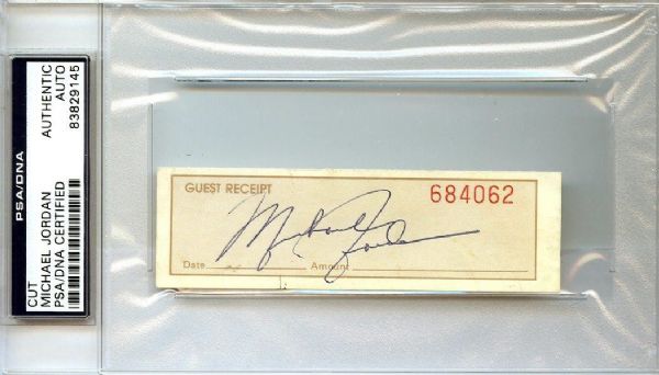 Michael Jordan Vintage Signed 1" x 3" Receipt Page (PSA/DNA Encapsulated)