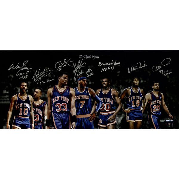 Knicks Legends Signed 14" x 32" Photo w/ Ewing, Anthony, Frazier, Reed & Others (Steiner Sports)