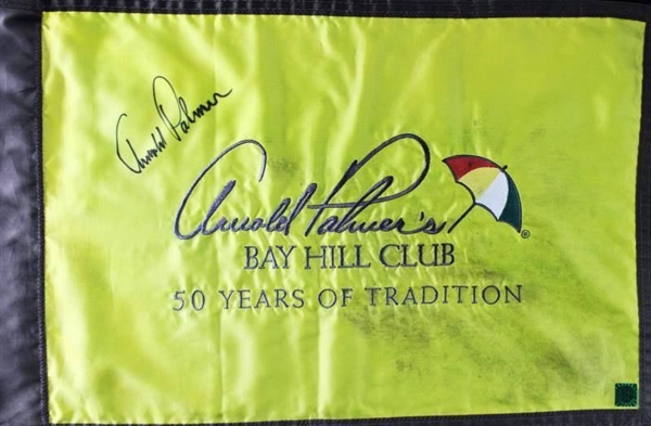 Arnold Palmer Signed Course-Used 50th Anniversary Bay Hill Flag (Green Jacket & PSA/DNA)