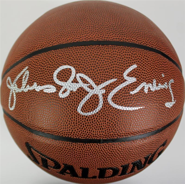 Julius Erving Signed Spalding NBA I/O Model Basketball - PSA/DNA Graded GEM MINT 10!