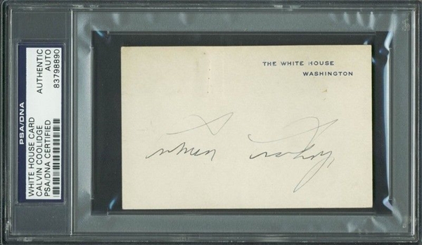 President Calvin Coolidge Signed 2.75" x 4.25" White House Card (PSA/DNA Encapsulated)