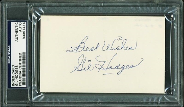 Gil Hodges Superb Signed & Inscribed 4" x 6" Card (PSA/DNA Encapsulated)