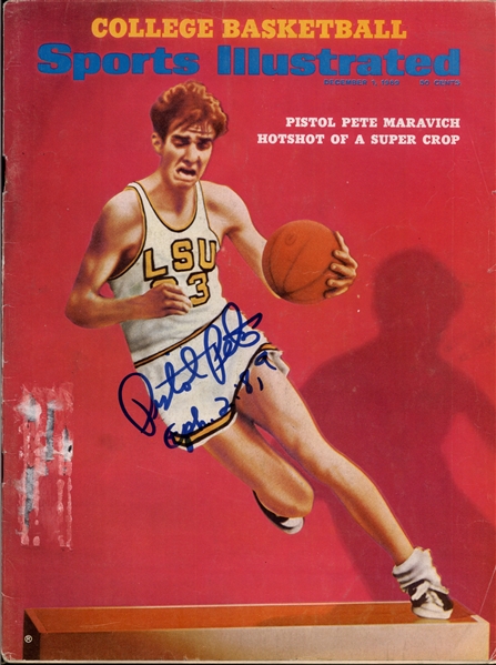 Pistol Pete Maravich Near-Mint Signed 1969 Sports Illustrated - One of the Best In the Hobby! (PSA/DNA)