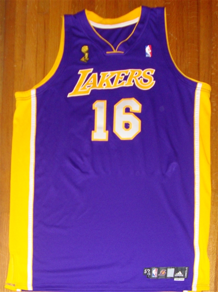 2008-09 Paul Gasol Regular Season Game Worn Lakers Jersey with Finals Patch (DC Sports)