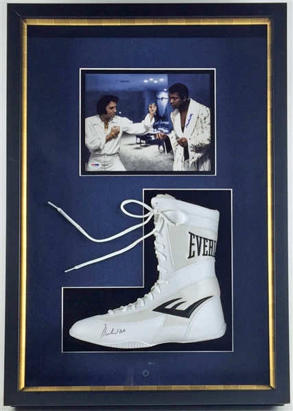 Muhammad Ali Custom Framed Memorabilia Display with Signed Photo & Boxing Shoe (PSA/DNA)