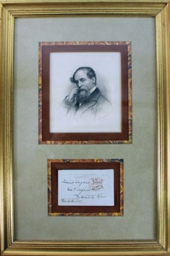 Charles Dickens Signed 2.5" x 4" Envelope in Custom Framed Display (PSA/DNA)