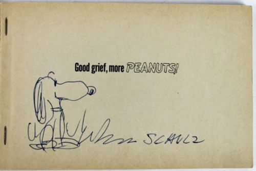 Charles M. Schulz "Snoopy" Sketch and Signature in "Good Grief, More Peanuts! Book (PSA/DNA)