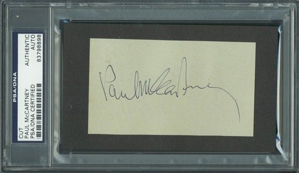 Paul McCartney Signed 2.25" x 4" Autograph Cut (PSA/DNA Encapsulated)