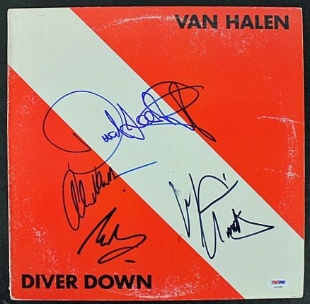 Van Halen Group Signed "Diver Down" Record Album (4 Sigs)(PSA/DNA)