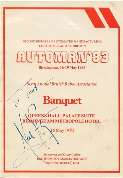 Apollo 11: Neil Armstrong Signed British Robot Association Banquet Program (JSA)