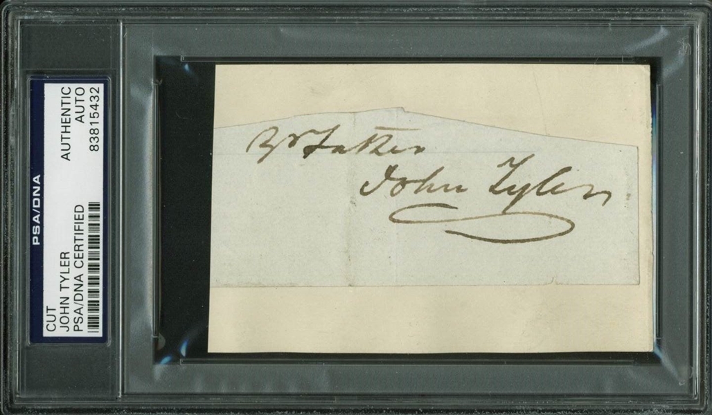 President John Tyler Rare 1.75" x 4.25" Signature Cut (PSA/DNA Encapsulated)