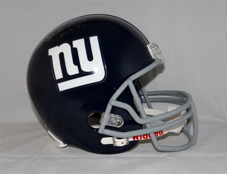 Y.A Tittle Signed & Inscribed "HOF 1971 Bald Eagle" Full Size Giants Helmet (JSA)