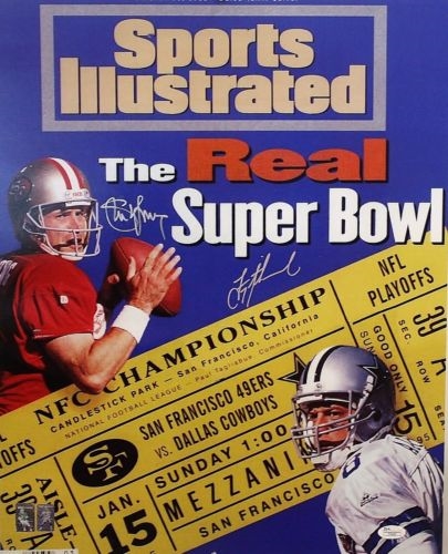 Troy Aikman & Steve Young Dual Signed 16" x 20" SI Cover Photograph (JSA)