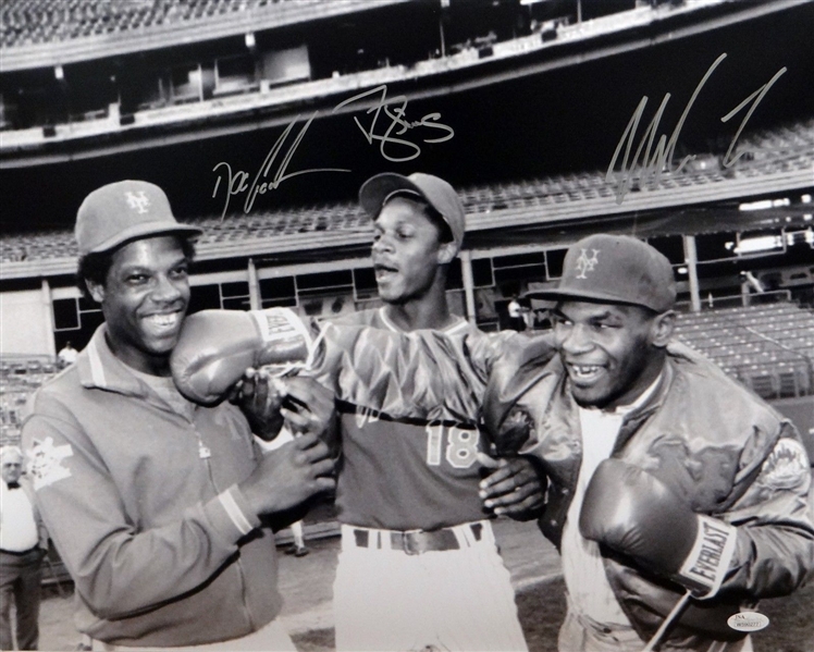 Mike Tyson, Doc Gooden & Daryll Strawberry Signed 16" x 20" Photo (JSA)