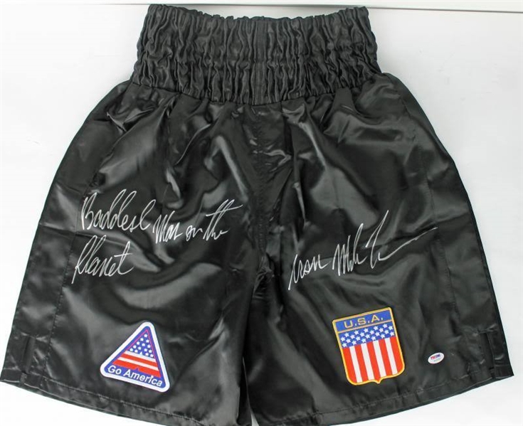 Mike Tyson Signed Personal Style Trunks with "Baddest Man on the Planet" Inscription! (PSA/DNA ITP)