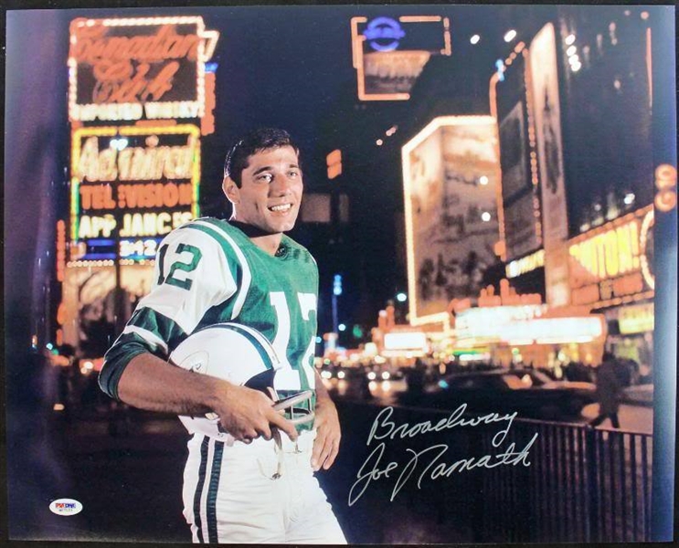 Joe Namath Signed 16" x 20" Color Photo with "Broadway" Inscription (PSA/DNA)