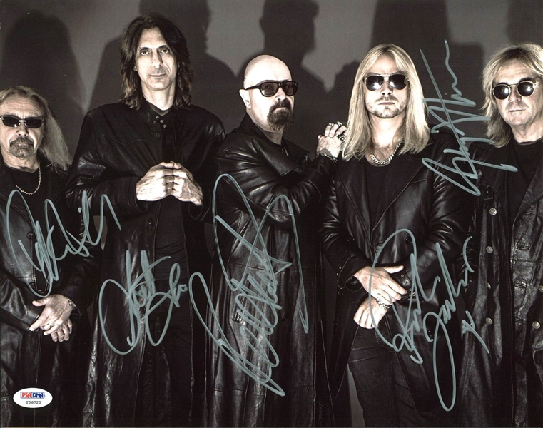 Judas Priest Signed 11" x 14" Photo w/ 5 Signatures (PSA/DNA)