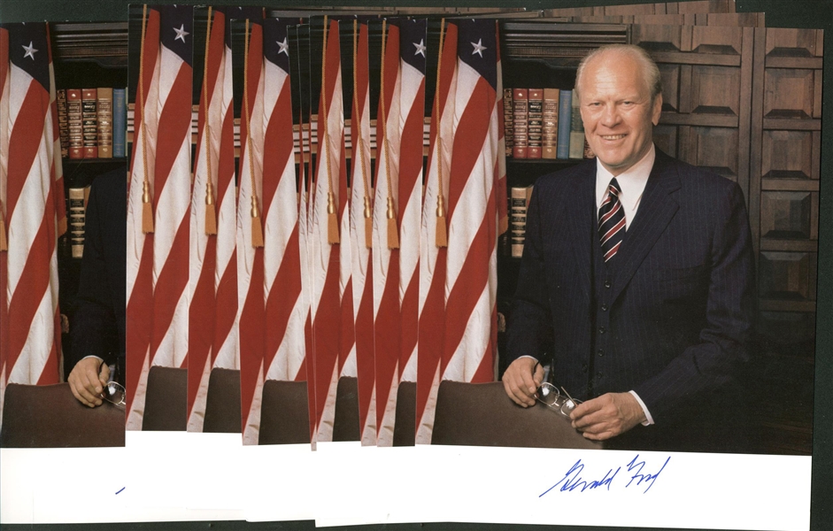 Lot of Ten (10) Gerald Ford Signed 8" x 10" Color Photos (PSA/JSA Guaranteed)