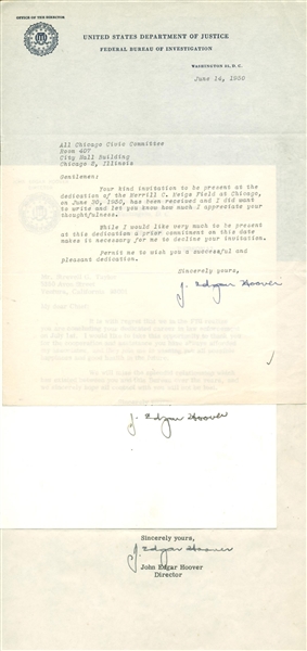 Lot of Six (6) Signed John Edgar Hoover FBI Letters (PSA/JSA Guaranteed)