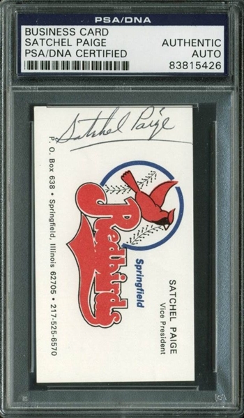 Satchel Paige Signed Personal Business Card (PSA/DNA Encapsulated)