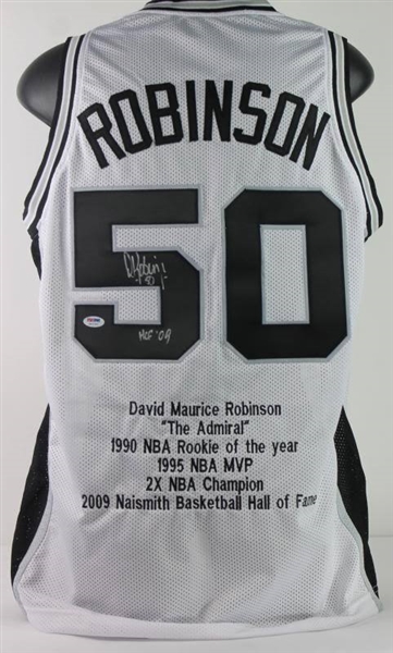 David Robinson Signed San Antonio Spurs Jersey w/Career Stat Embroidery (PSA/DNA)