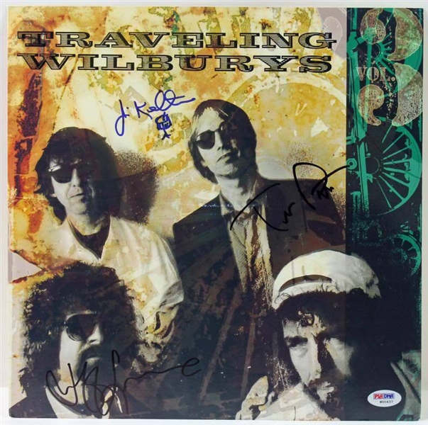 The Traveling Wilburys Multi-Signed (3) Album Flat (PSA/DNA)