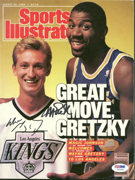 Wayne Gretzky & Magic Johnson Dual Signed Sports Illustrated Magazine (PSA/DNA)