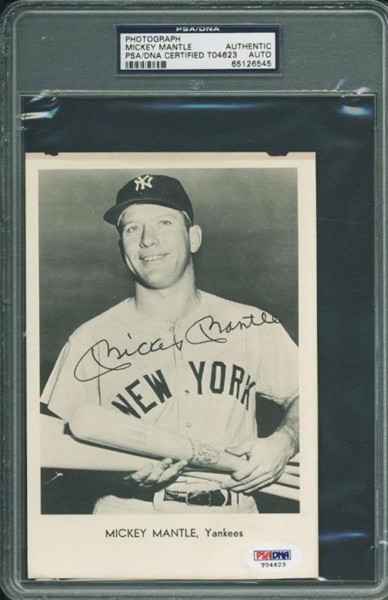Mickey Mantle Signed 5" x 7" Promotional Photograph (PSA/DNA Encapsulated)