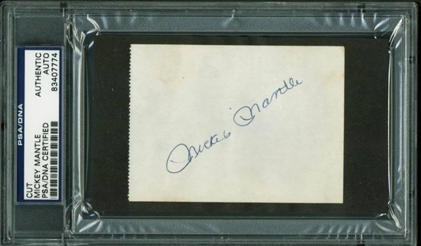 Mickey Mantle Choice Vintage Signed 2.75" x 3.75" Sheet (PSA/DNA Encapsulated)