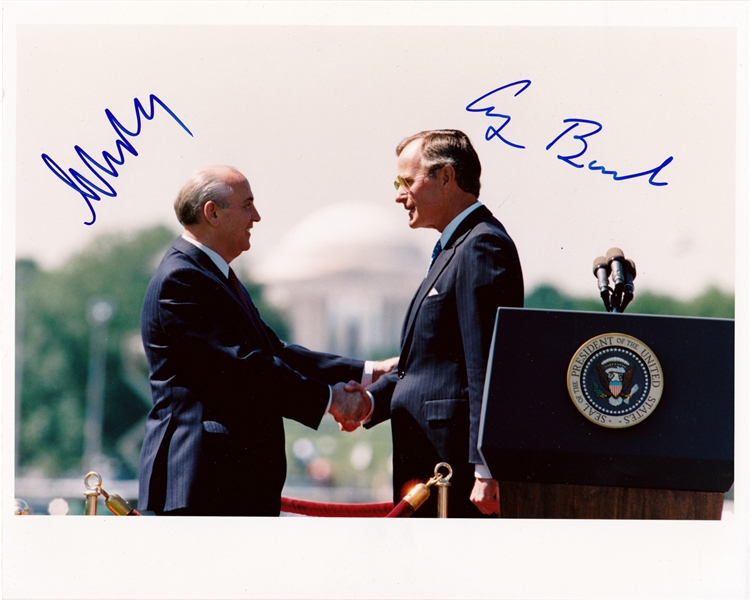 George H.W. Bush & Mikhail Gorbachev Rare Dual-Signed 8" x 10" Color Photograph (PSA/JSA Guaranteed)