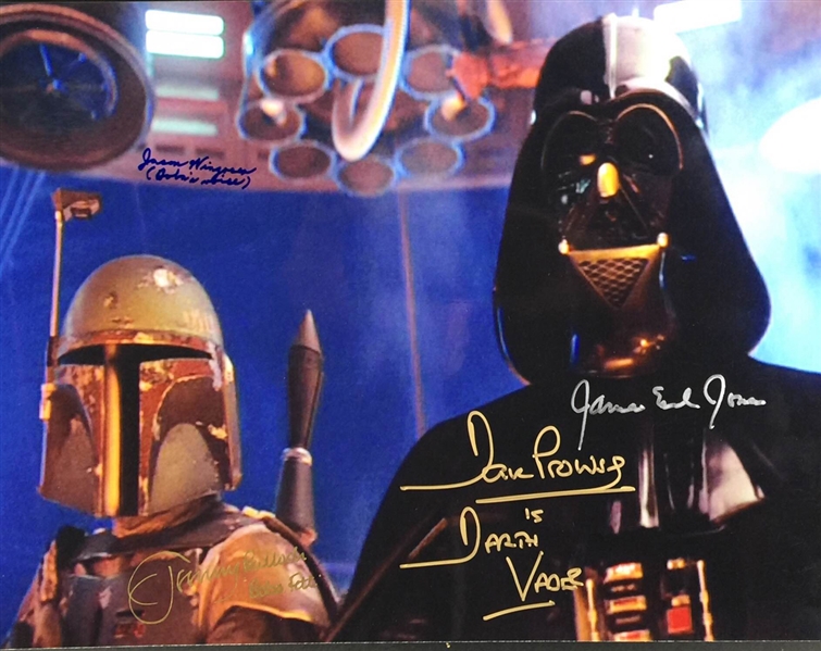 Darth Vader & Boba Fett Signed 11" x 14" Color Photo w/Prowse, Jones, Bulloch & Wingreen(#2)(PSA/DNA Guaranteed)