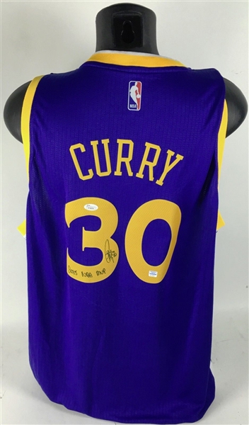 Stephen Curry Signed Warriors Swingman Jersey w/ "2015 NBA MVP" Inscription! (JSA)
