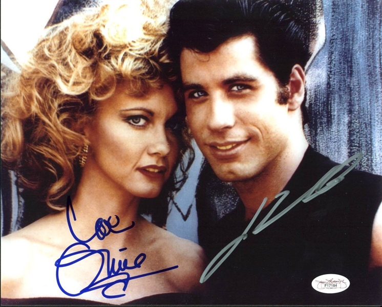 "Grease": John Travolta & Olivia Newton-John Signed 8" x 10" Color Photo (JSA)