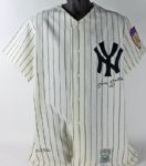 Mickey Mantle Signed Ltd. Ed. Mitchell & Ness Vintage Style NY Yankees Jersey with "No. 7" Inscription (UDA)
