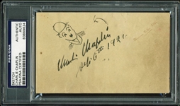 Charlie Chaplin Stunning Signed & Hand Sketched 5" x 3" Album Page as "Little Tramp!"(PSA/DNA Encapsulated)
