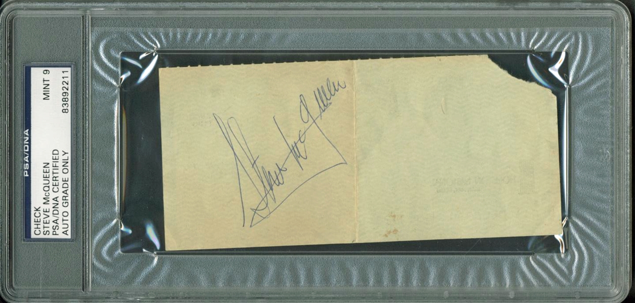 Steve McQueen Vintage Signed c. 1966 Blank Check PSA/DNA Graded MINT 9!