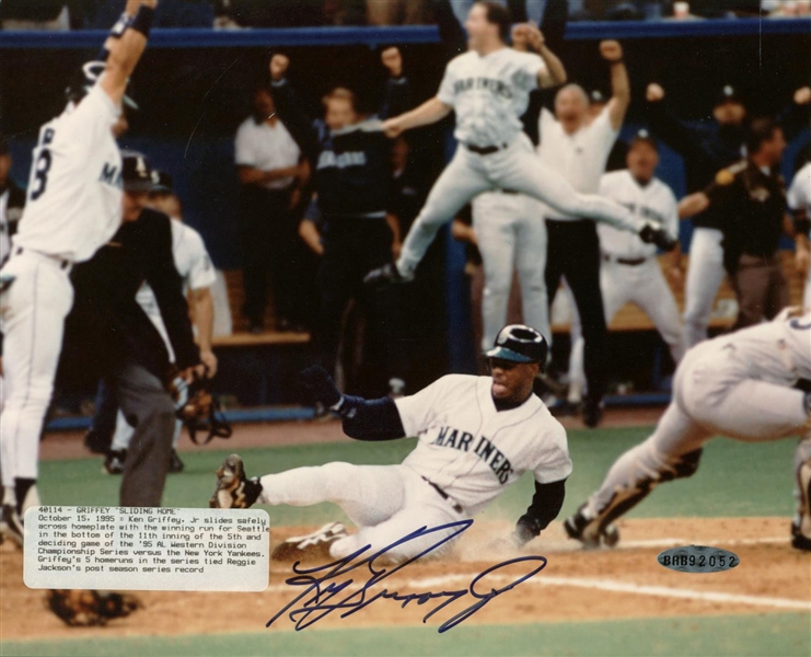 Ken Griffey Jr. Signed 8" x 10" 1995 "The Slide" Color Photo (Upper Deck)