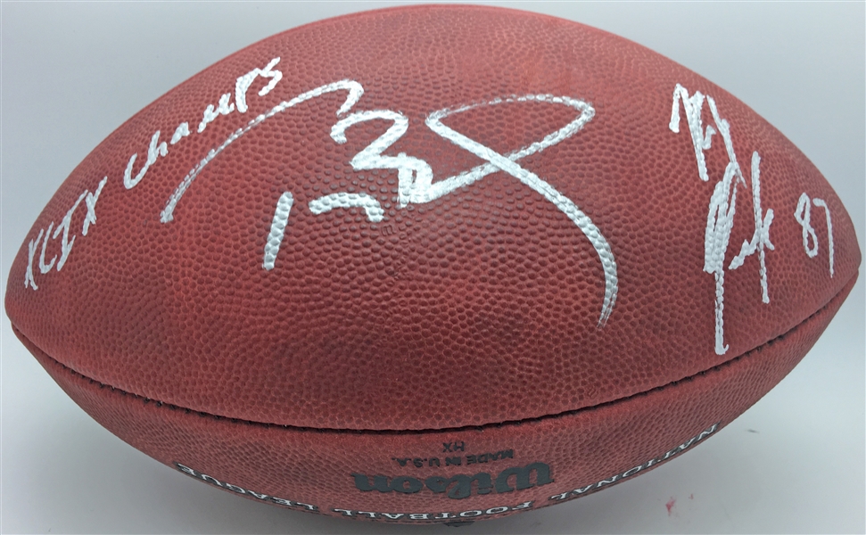 Super Bowl XLIX: Tom Brady & Rob Gronkowski Dual Signed Leather NFL Football (Tristar)
